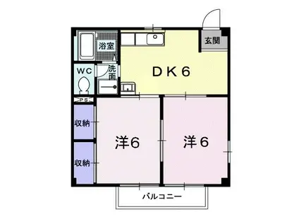 ヒルズ鳴海A(2DK/2階)の間取り写真