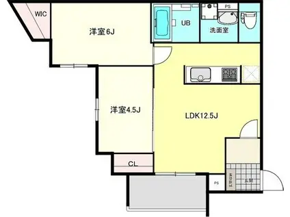 明石市大観町PJI(2LDK/3階)の間取り写真