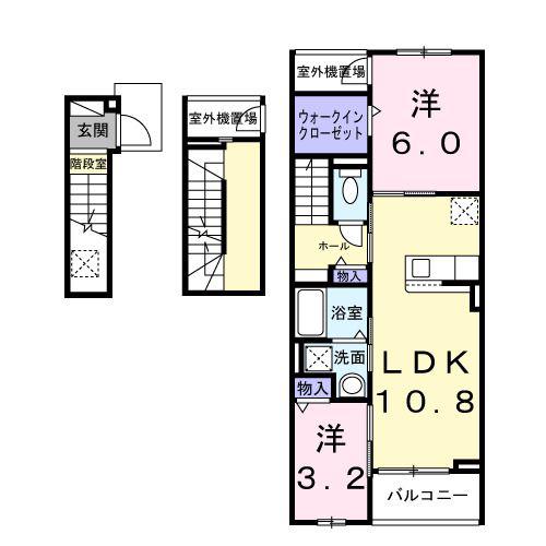 ヒカルサ見付サウスI(2LDK/3階)の間取り写真