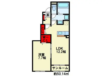 メゾン・ド・アン II(1LDK/1階)の間取り写真