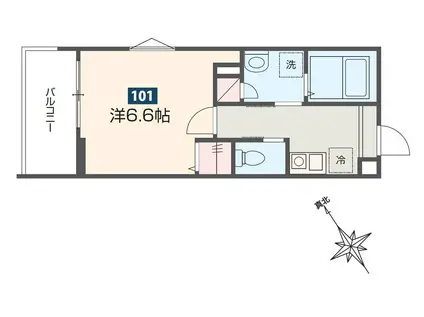 メルディア相模大野(1K/1階)の間取り写真