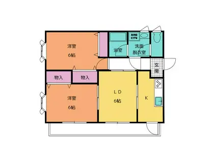 グランドシー(2LDK/2階)の間取り写真