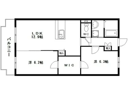 ドルチェ(2LDK/1階)の間取り写真