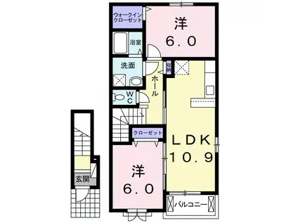 アヴェニール I(2LDK/2階)の間取り写真