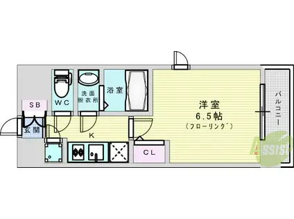 レジュールアッシュ塚本Ⅱ(1K/2階)の間取り写真