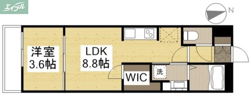 月光 旭川リバーサイドウエスト(1LDK/3階)の間取り写真