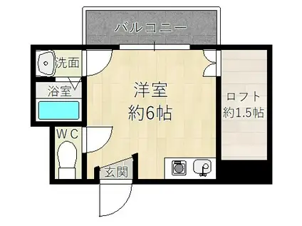 UN DEMI(ワンルーム/2階)の間取り写真