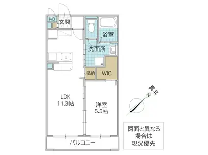 カーサ桜土浦(1LDK/3階)の間取り写真