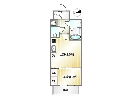 プレサンスKOBE須佐野ハーバル(1LDK/6階)の間取り写真