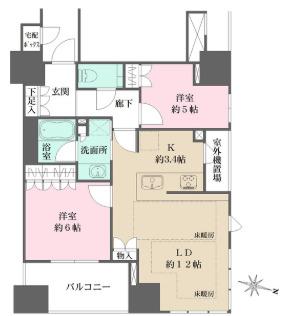 ザ・パークハウス大阪梅田タワー(2LDK/21階)の間取り写真