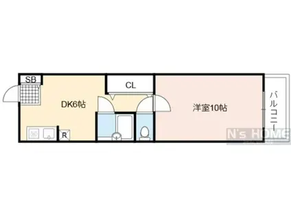 千寿シークIII(1DK/2階)の間取り写真