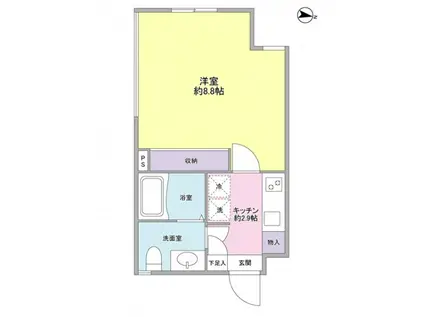 中野NINE′S CORE(1K/1階)の間取り写真