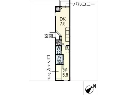 モジュールH(1LDK/2階)の間取り写真