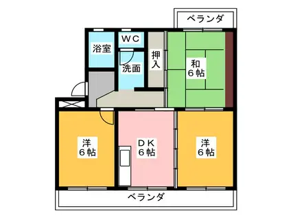 エクセル緑ヶ丘(3DK/2階)の間取り写真