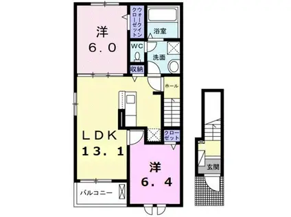 カサ・アロース(2LDK/2階)の間取り写真
