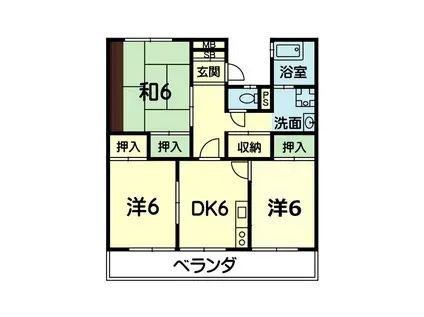 ラ・フレーズ帯山(3DK/4階)の間取り写真