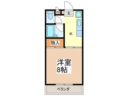 コーポ御幣川(1K/2階)の間取り写真