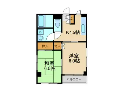 ハイムウメダ(2DK/3階)の間取り写真