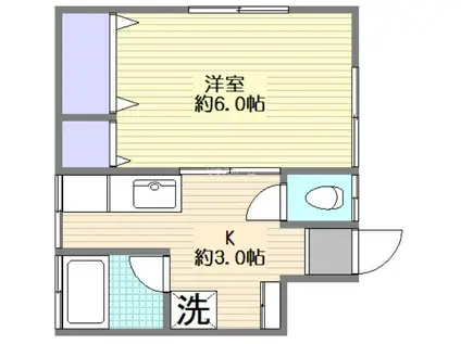 東急東横線 都立大学駅 徒歩4分 2階建 築50年(1K/1階)の間取り写真