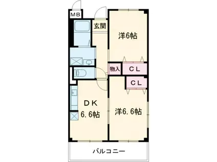 カーサ・タカバII(2DK/3階)の間取り写真