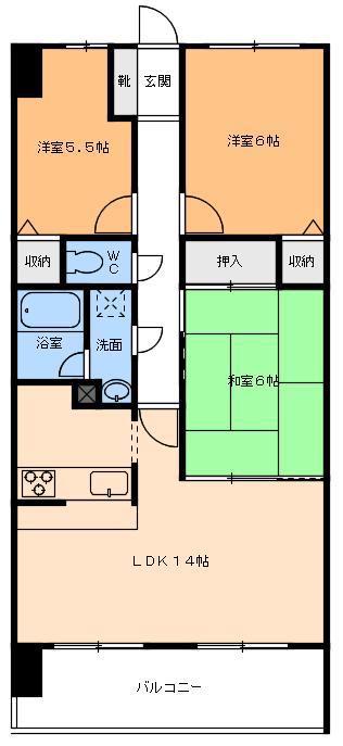 ライオンズガーデン姫原(3LDK/7階)の間取り写真