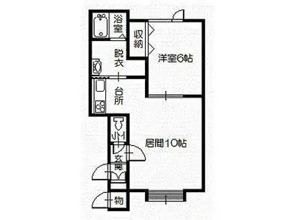 来夢ハイツ川端II(1LDK/1階)の間取り写真