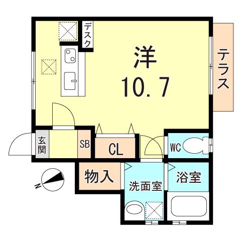 メゾン朝霧(1K/1階)の間取り写真