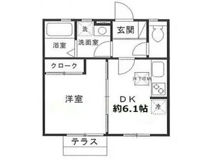 クレール(1DK/1階)の間取り写真