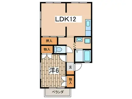 スクエアータウン桜森K(1LDK/2階)の間取り写真