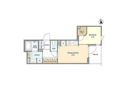 Mトリアノン(1DK/2階)の間取り写真