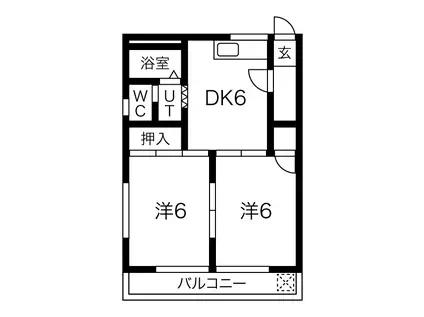 サンメゾン(2DK/1階)の間取り写真