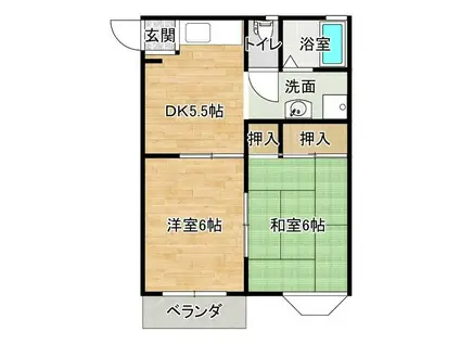 ローズガーデン(2DK/2階)の間取り写真