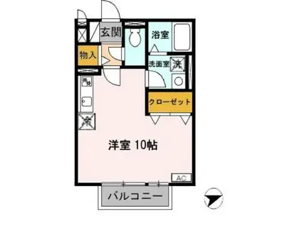 コゥジィーコートI(ワンルーム/2階)の間取り写真