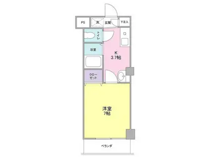 シーダーパーク(1K/2階)の間取り写真