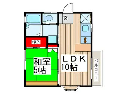 カーサ山岸(1LDK/2階)の間取り写真