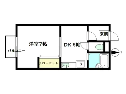 マキシマ2(1DK/2階)の間取り写真