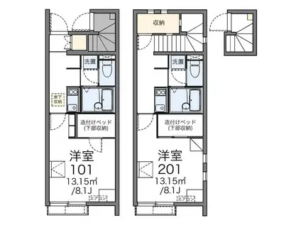 レオネクストベッサーレーベン 42032(1K/2階)の間取り写真