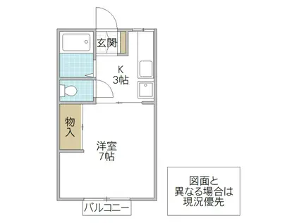 ティクレ(1K/2階)の間取り写真