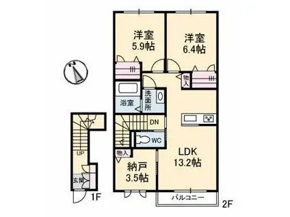 エクラージュ(2SLDK/2階)の間取り写真