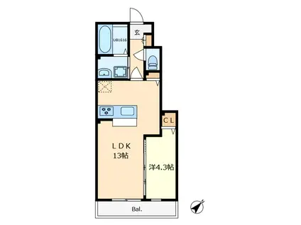 スウィート ホーム 2(1LDK/1階)の間取り写真