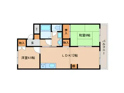 エスポワールキムラII(2LDK/2階)の間取り写真