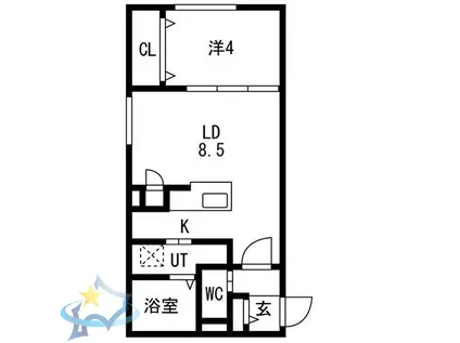 アルファスクエアN2(1LDK/3階)の間取り写真