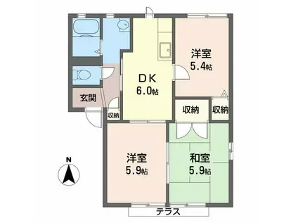 二色の浜グリーンヴィレッジ(3K/2階)の間取り写真