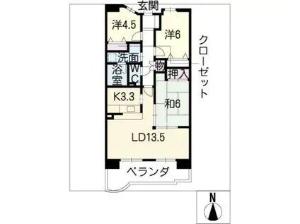 レインボー第2尾張瀬戸303(3LDK/3階)の間取り写真