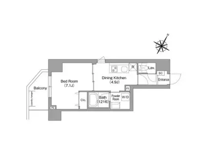 コンフォリア・リヴ関内(1DK/6階)の間取り写真