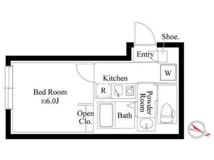 オプション坂下(1K/1階)の間取り写真