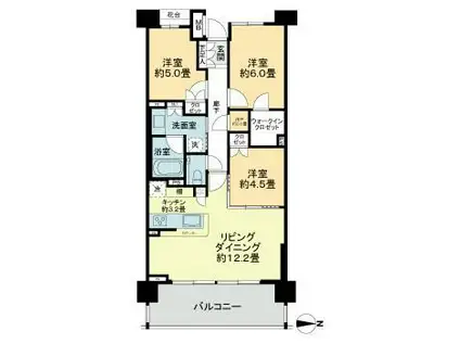 パークホームズ品川ザレジデンス(3SLDK/2階)の間取り写真