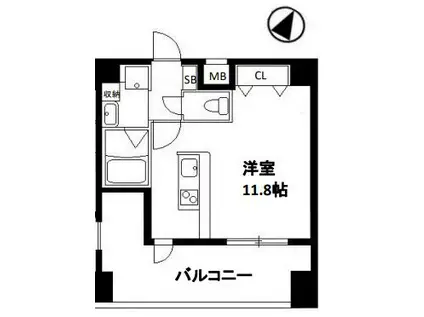 パークビュー王子公園(ワンルーム/8階)の間取り写真