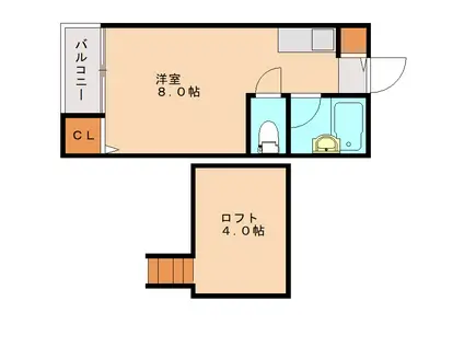 ウエストハイツナラサキ(ワンルーム/1階)の間取り写真