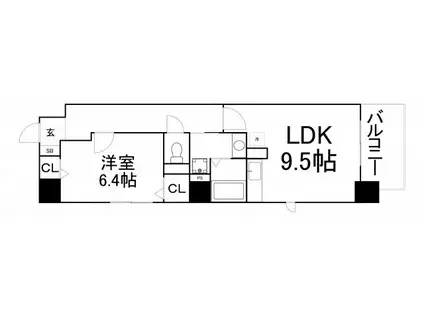 レジデンス難波宮(1LDK/5階)の間取り写真